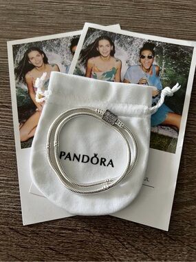 Pandora Moments Double Wrap Barrel Clasp Snake Chain Bracelet